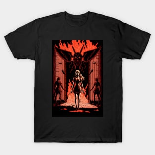 Blond Girl in dress walking out of hell T-Shirt